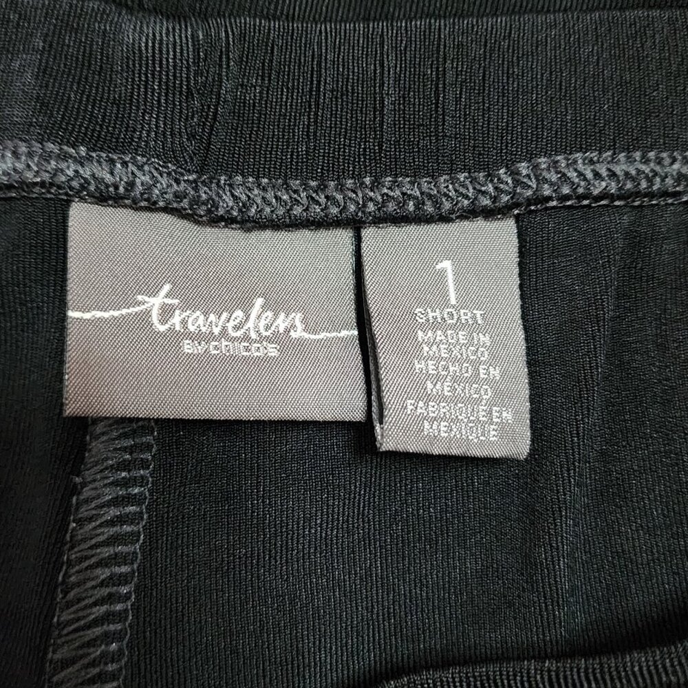 Chicos Travelers Pants Size 1S Womens Medium Short Black Pull On Acetate Comfort - Picture 3 of 6